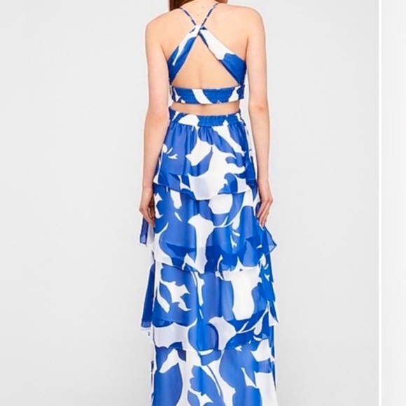 🦋Express Floral Tiered Twist Back Floral Maxi Dress Size XXS - Picture 4 of 8